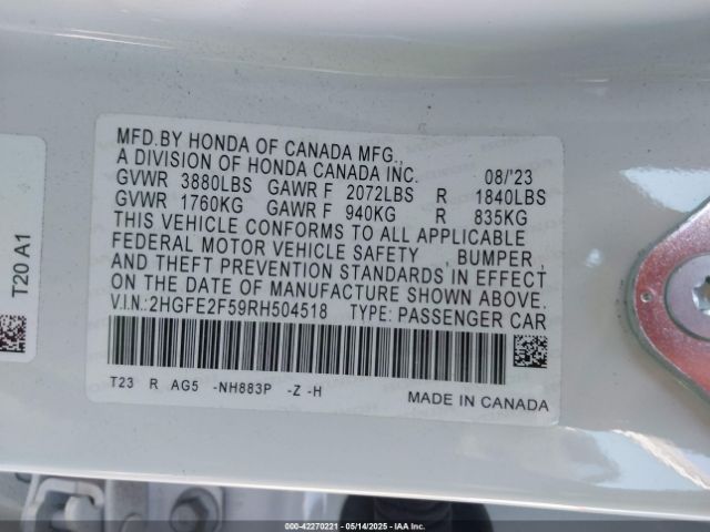 2HGFE2F59RH504518 Honda k20c2