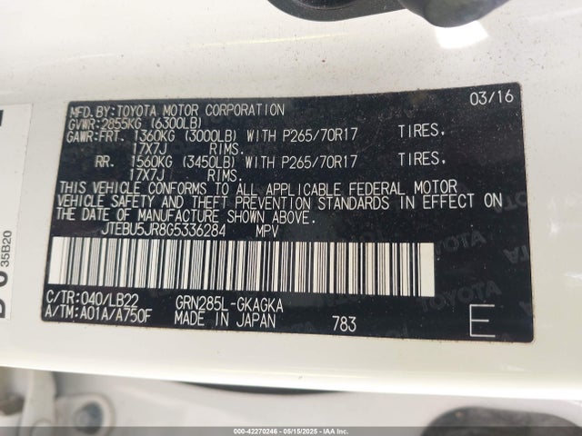 JTEBU5JR8G5336284 Toyota 4runner Sr5 Premium
