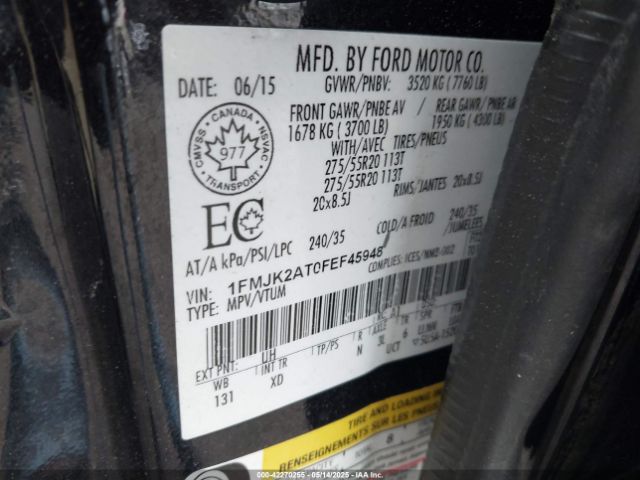1FMJK2AT0FEF45948 Ford Expedition Max Limited