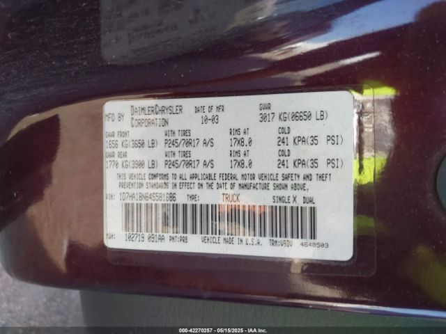 2004 DODGE RAM 1500 1D7HA18N64S581686 Photo 8