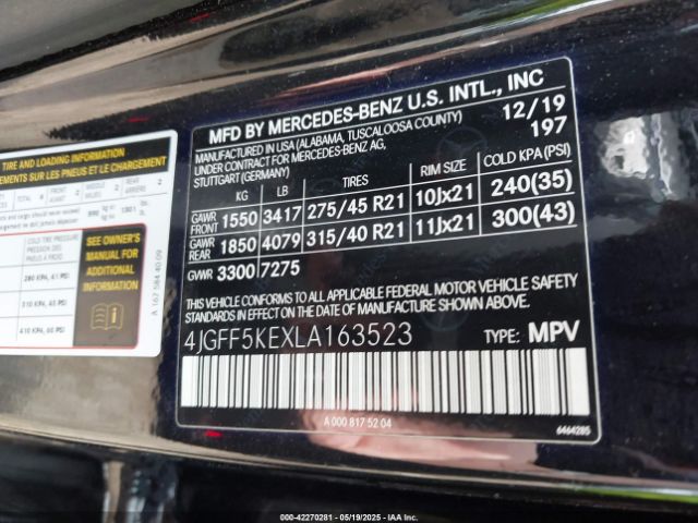 4JGFF5KEXLA163523 Mercedes-Benz Gls 450 4matic