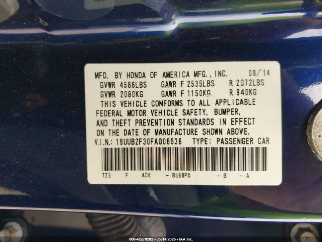 19UUB2F30FA006538 Acura Tlx V6