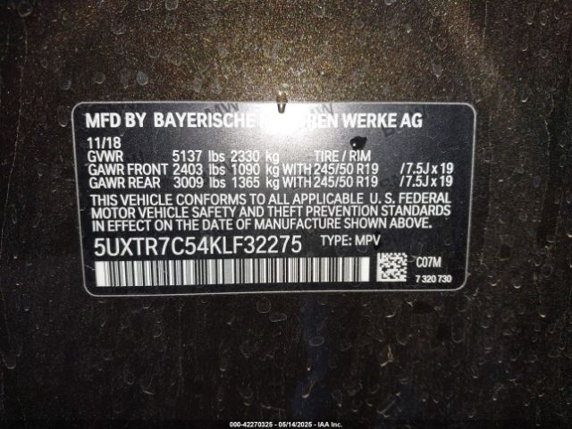 5UXTR7C54KLF32275 BMW X3 Sdrive30i