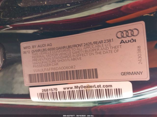 2013 AUDI A5 WAULFAFR6DA006082 Photo 8