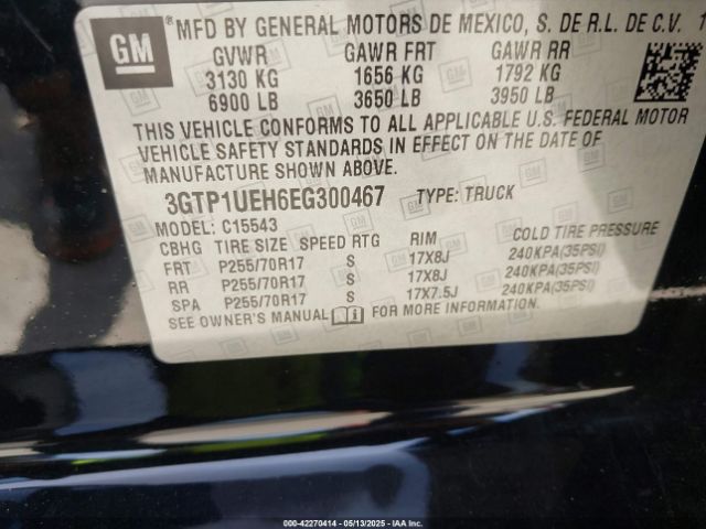 3GTP1UEH6EG300467 GMC Sierra 1500 Sle