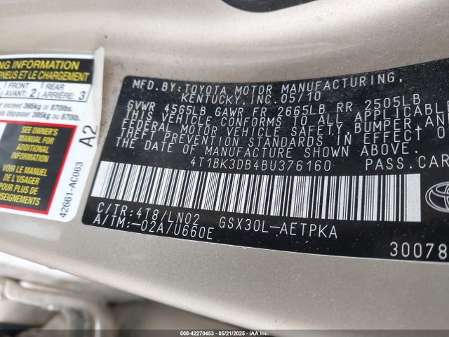 2011 TOYOTA AVALON 4T1BK3DB4BU376160 Photo 8