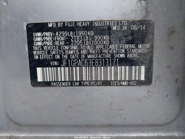 JF1GPAC63E8313171 Subaru Impreza 2.0i Premium
