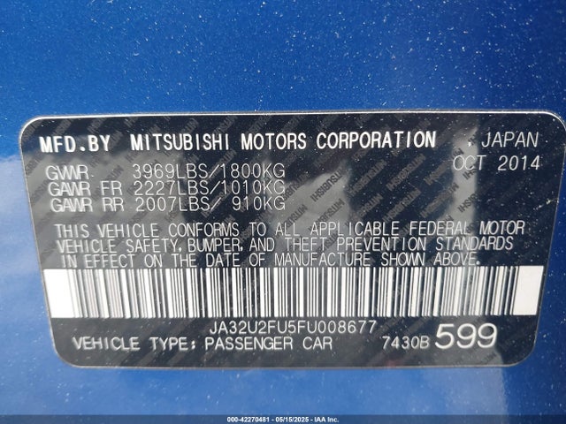 JA32U2FU5FU008677 Mitsubishi dohc mivec