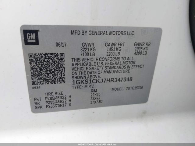 1GKS1CKJ7HR347348 GMC YUKON DENALI