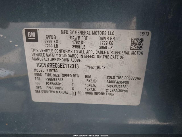 1GCVKREC6EZ112313 Chevrolet Silverado 1500 2lt