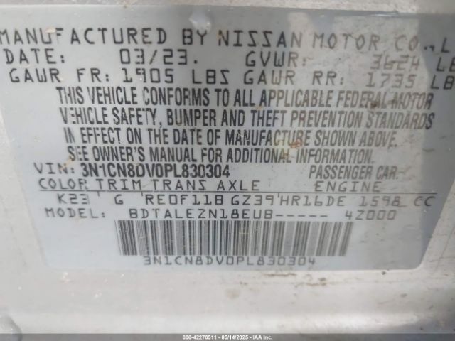 3N1CN8DV0PL830304 Nissan Versa 1.6 S Xtronic Cvt