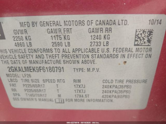 2GKALMEK9F6180791 GMC Terrain Sle-1