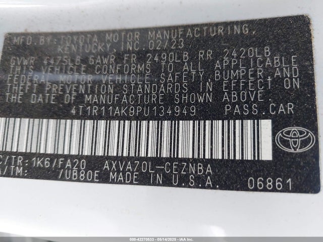 4T1R11AK9PU134949 Toyota a25a-fks