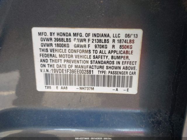 19VDE1F39EE002881 Acura Ilx 2.0l