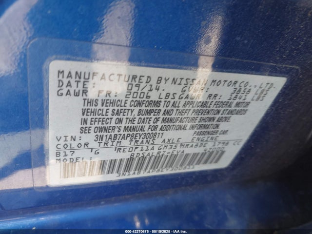 3N1AB7AP8EY300811 Nissan 2014