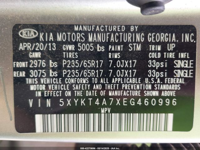 5XYKT4A7XEG460996 KIA Sorento Lx V6