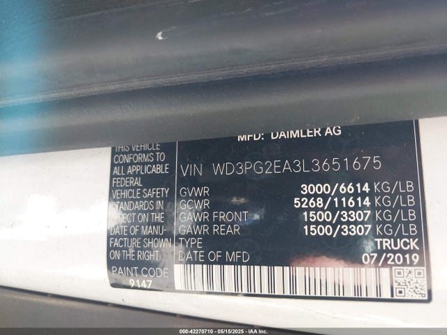 WD3PG2EA3L3651675 Mercedes-Benz m274