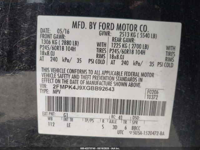 2016 FORD EDGE 2FMPK4J9XGBB92643 Photo 8