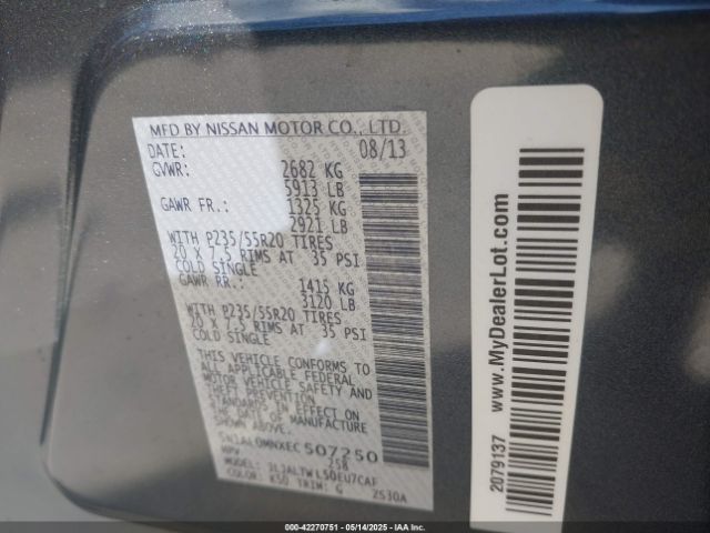 5N1AL0MNXEC507250 Infiniti QX60