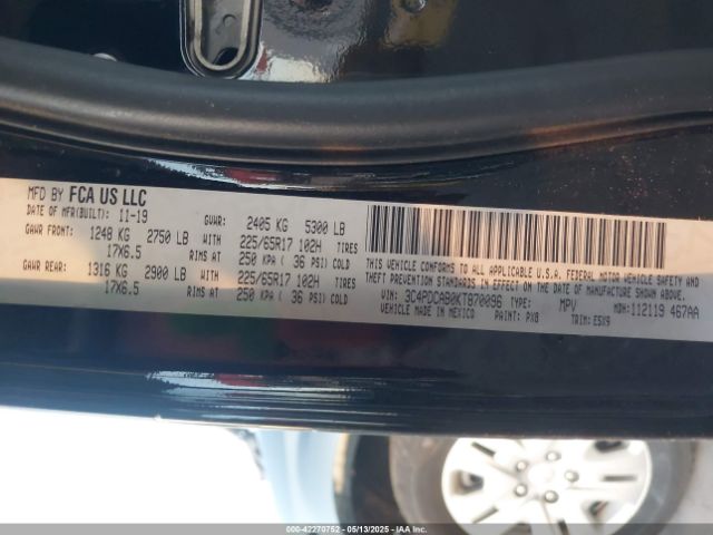 3C4PDCAB0KT870096 Dodge Journey Se Value Package
