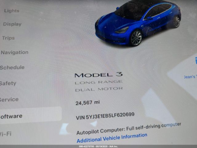 5YJ3E1EB5LF620699 Tesla Model 3 Long Range Dual Motor All-wheel Drive