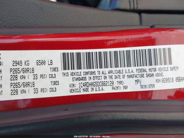 2013 DODGE DURANGO 1C4RDHAG5DC662120 Photo 8