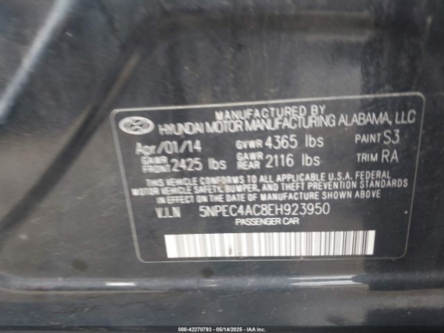 5NPEC4AC8EH923950 Hyundai Sonata Limited