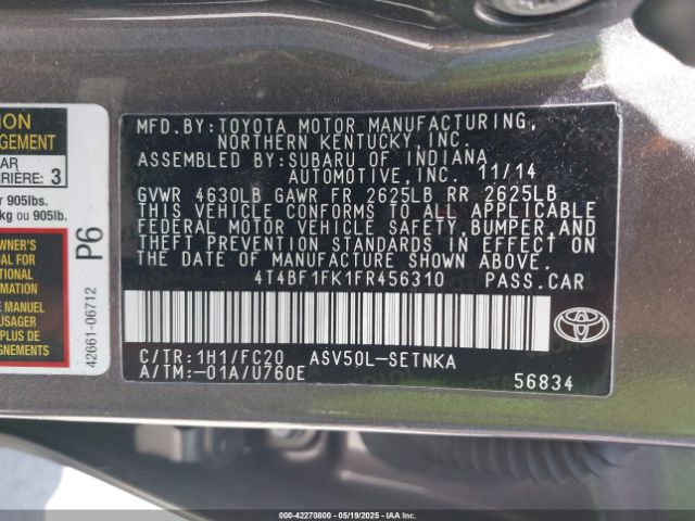 4T4BF1FK1FR456310 Toyota 2ar-fe
