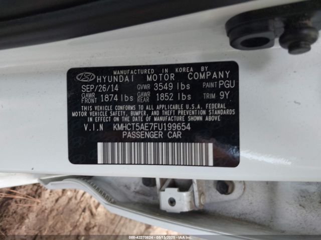 KMHCT5AE7FU199654 Hyundai ACCENT GS