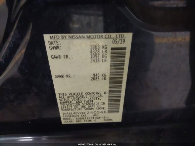 1N4BL4EVXKC240546 Nissan Altima