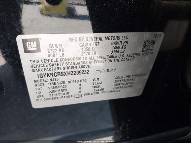 2017 CADILLAC XT5 1GYKNCRSXHZ209232 Photo 8