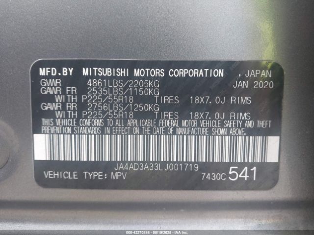 2020 MITSUBISHI OUTLANDER JA4AD3A33LJ001719 Photo 8