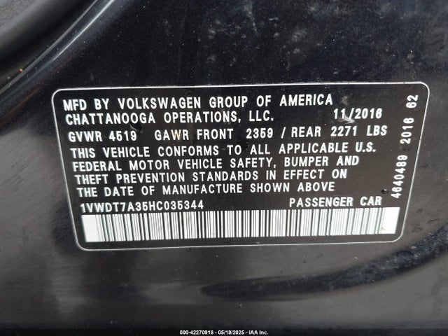 1VWDT7A35HC035344 Volkswagen 1.8 tsi