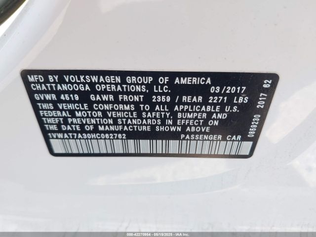 1VWAT7A30HC062762 Volkswagen 1.8 tsi