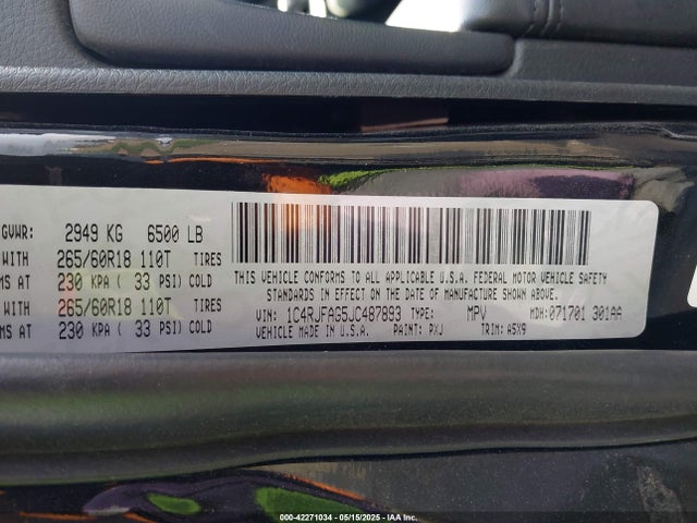 1C4RJFAG5JC487893 Jeep Grand Cherokee