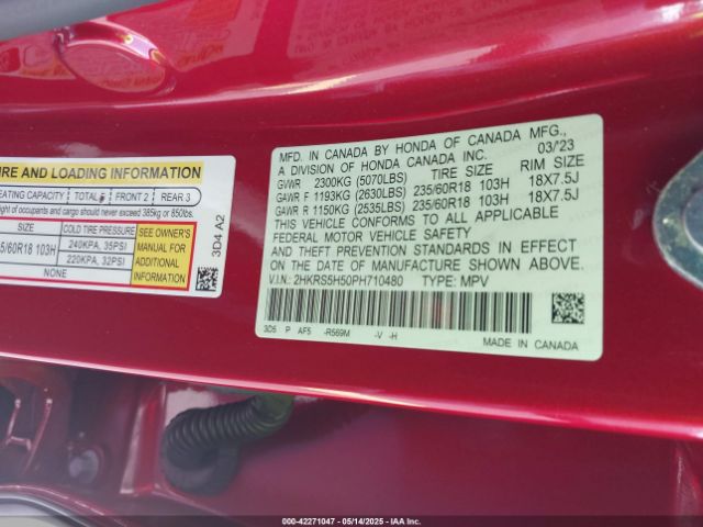 2HKRS5H50PH710480 Honda Cr-v Hybrid Sport