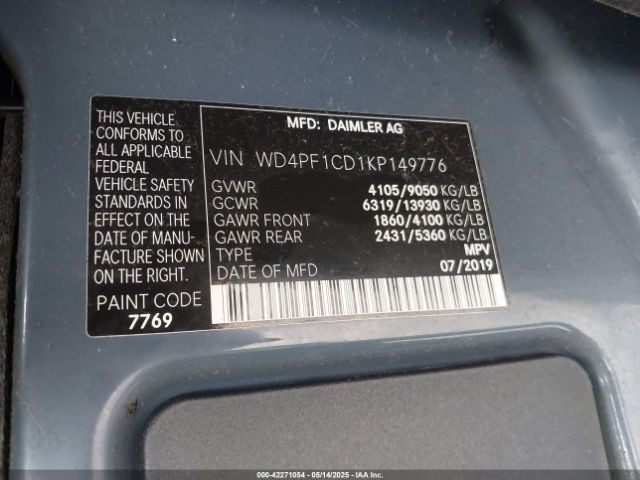 WD4PF1CD1KP149776 Mercedes-Benz Sprinter 2500 High Roof V6