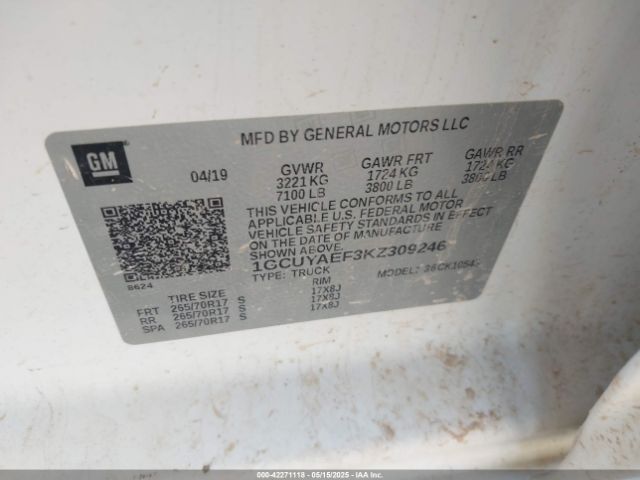 1GCUYAEF3KZ309246 Chevrolet Silverado 1500 Work Truck