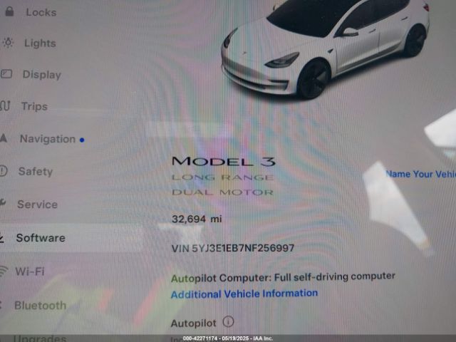 5YJ3E1EB7NF256997 Tesla Model 3 Long Range Dual Motor All-wheel Drive