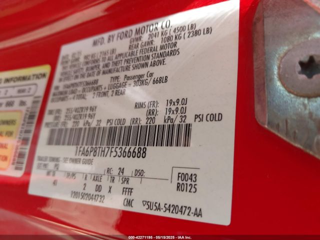 2015 FORD MUSTANG 1FA6P8TH7F5366688 Photo 8