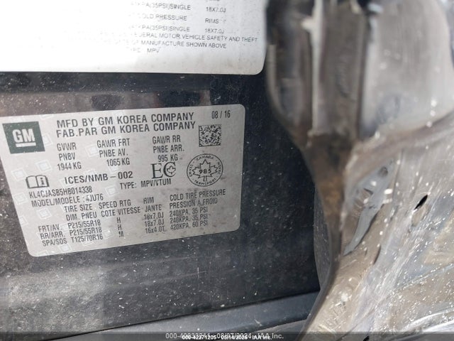 2017 Buick Encore Preferred მანქანა იყიდება აუქციონზე, vin: KL4CJASB5HB014338, აუქციონის ნომერი: 42271205
