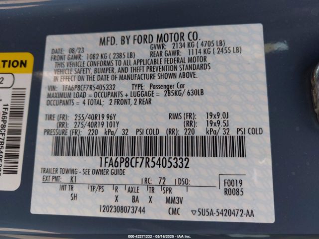 2024 FORD MUSTANG 1FA6P8CF7R5405332 Photo 8