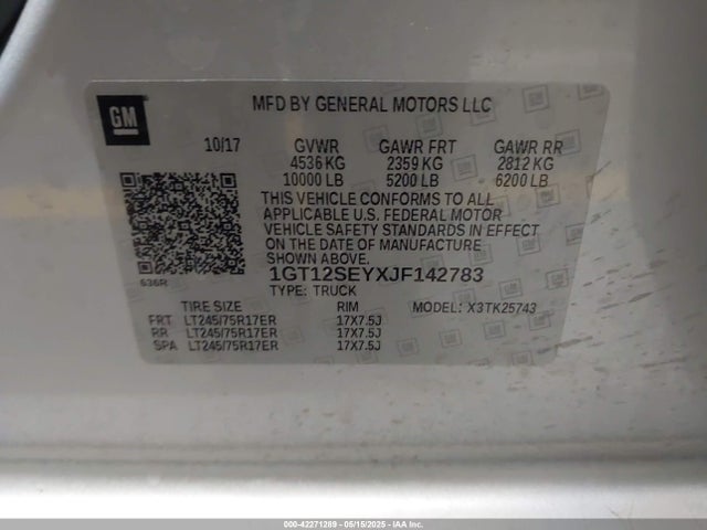 1GT12SEYXJF142783 GMC l5p - direct injection, duramax, gen 5, var 1