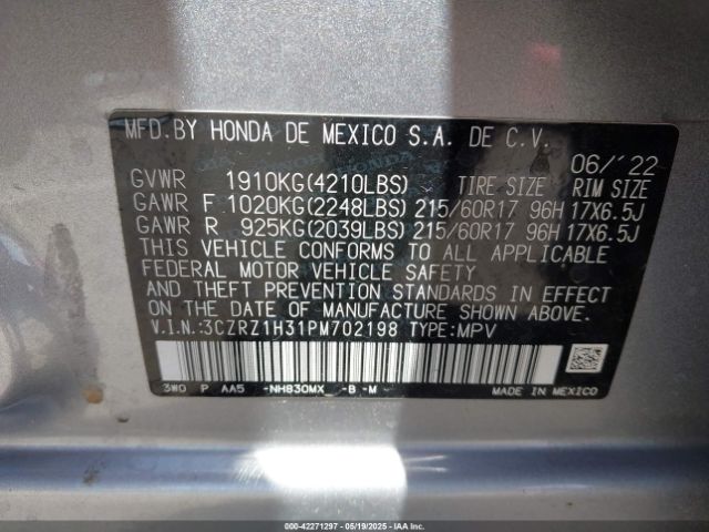 2023 HONDA HR-V 3CZRZ1H31PM702198 Photo 8