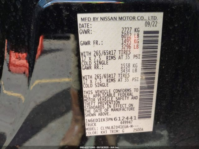 1N6ED1EK3PN612441 Nissan Frontier