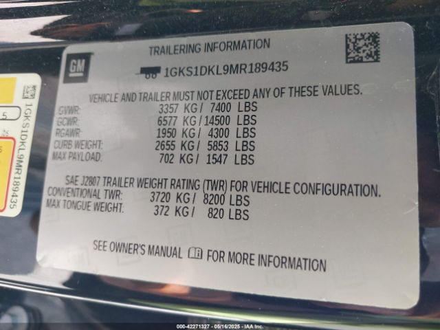 2021 GMC YUKON 1GKS1DKL9MR189435 Photo 8