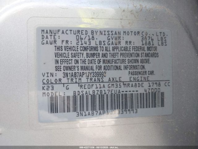 3N1AB7AP1JY339993 Nissan SENTRA S