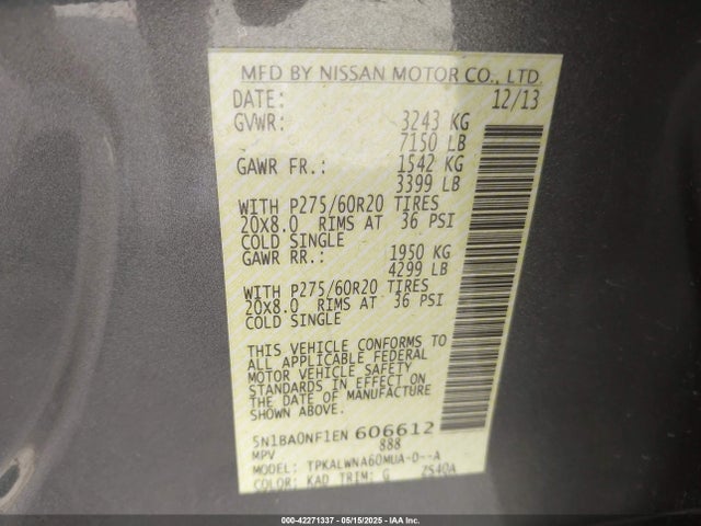 5N1BA0NF1EN606612 Nissan 2014