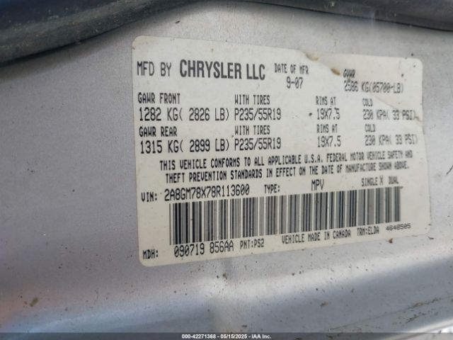 2008 CHRYSLER PACIFICA 2A8GM78X78R113600 Photo 8