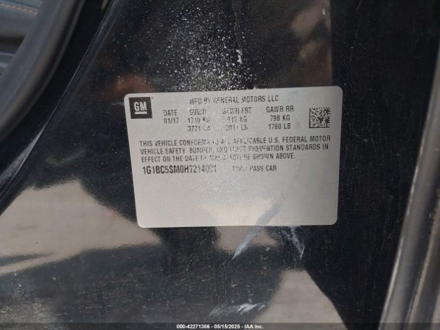 1G1BC5SM0H7214091 Chevrolet le2 -di: direct injection, vvt: variable valve timing, gen, alum